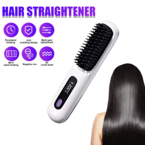 White Cordless Hair Straightening Brush