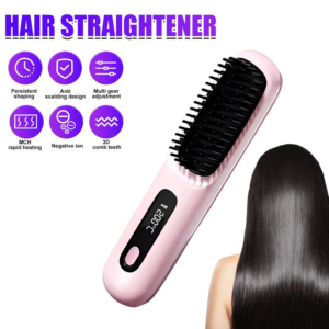 Pink Cordless Hair Straightening Brush
