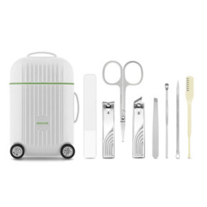 White Mini Suitcase 8-Piece Manicure & Grooming Kit
