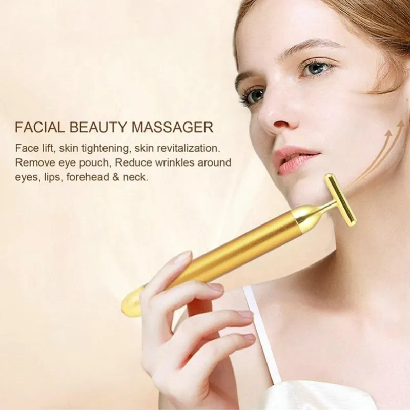 Rose Gold T-Bar Facial Massage Wand - Image 2