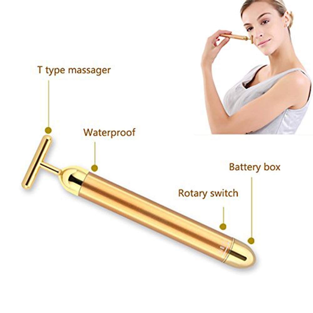 Rose Gold T-Bar Facial Massage Wand - Image 3