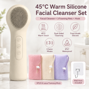 Heated Sonic Facial Cleansing Brush in Beige